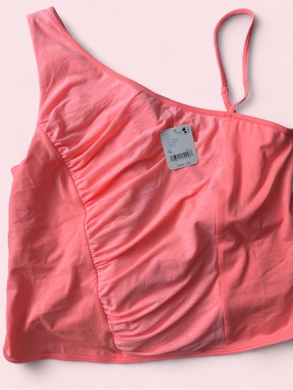 FP Movement by Free People Coral One-Shoulder Ruched Camisole